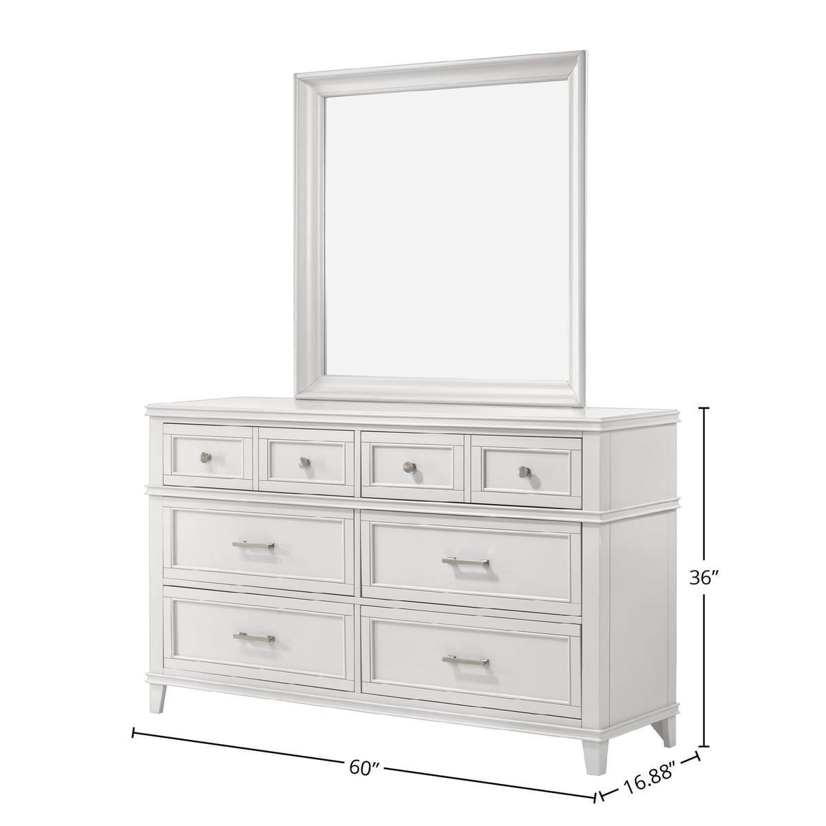 White 6 Drawer Dresser - Solid Wood MDF Storage