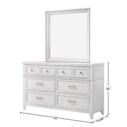 White 6 Drawer Dresser - Solid Wood MDF Storage