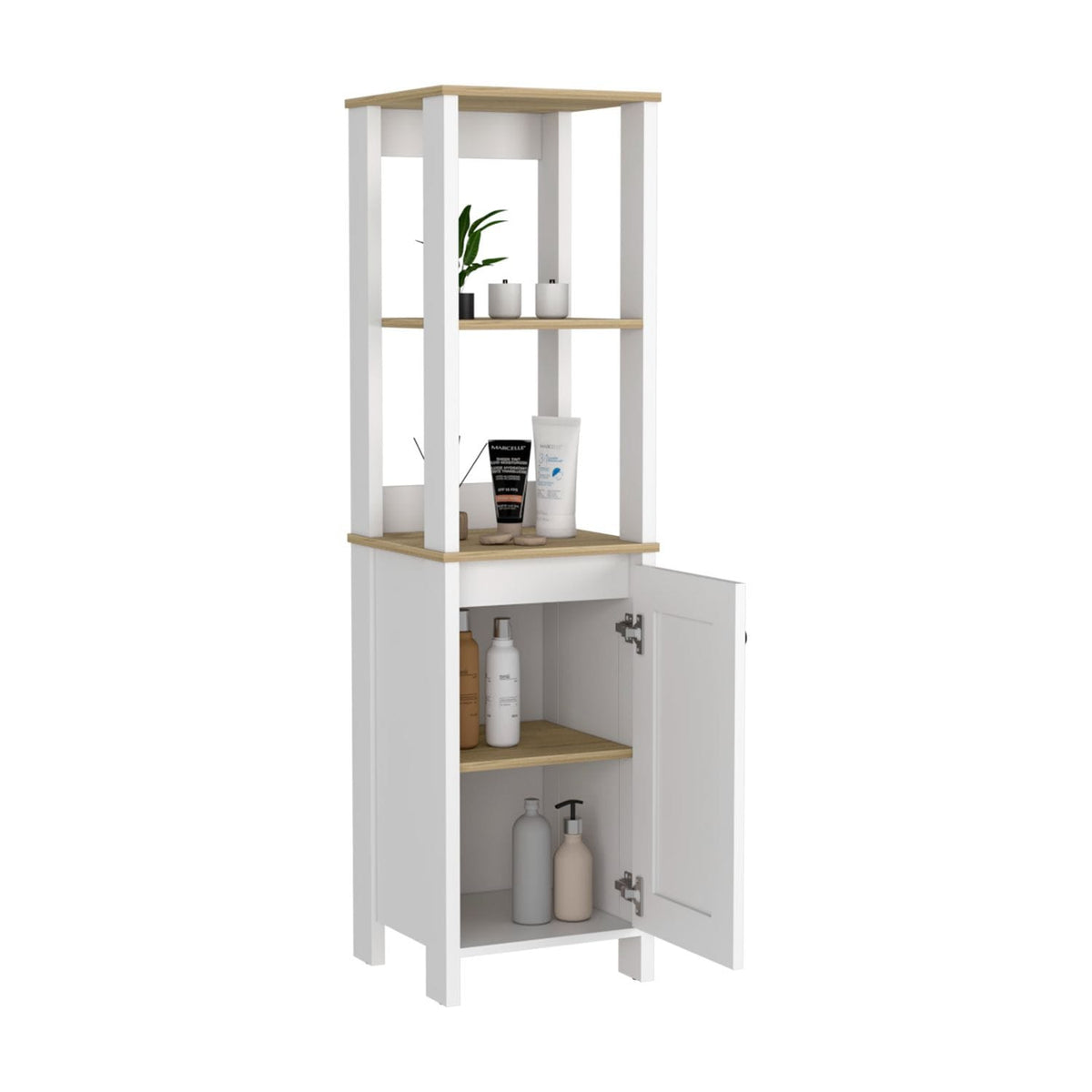 Multicolor Linen Cabinet - 59" H, 2 Shelves for Living Room