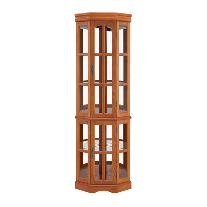 Oak Corner Curio Cabinet - 5 Shelves, MDF