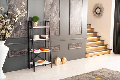 Leon 5 Tier Bookshelf - White Solid Wood Display Shelf