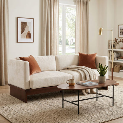 77 in. Square Arm Modern 3 Seater Boucle Sofa - Beige Fabric