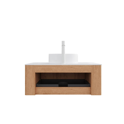 DINA 36" Bathroom Vanity & Sink - Natural Wood, White