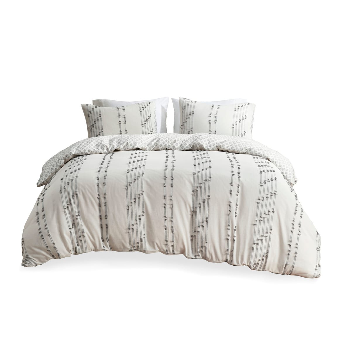 King Cotton Jacquard Duvet Cover Set - Ivory