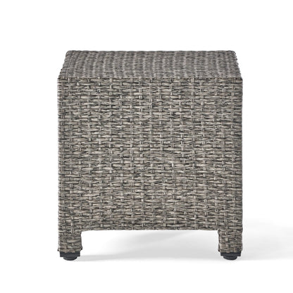 Black Rattan Outdoor Side Table - 18" Cube