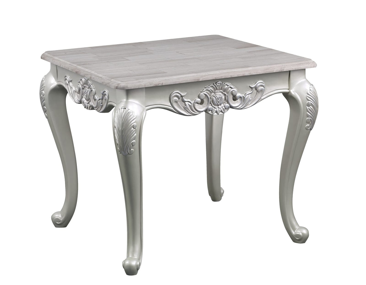 Silver Wood Parsons End Table - 27" Living Room Table