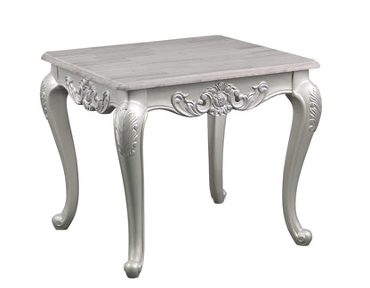 Silver Wood Parsons End Table - 27" Living Room Table