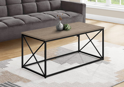 Coffee Table, Taupe & Black Metal - 40" Rectangular Accent Table