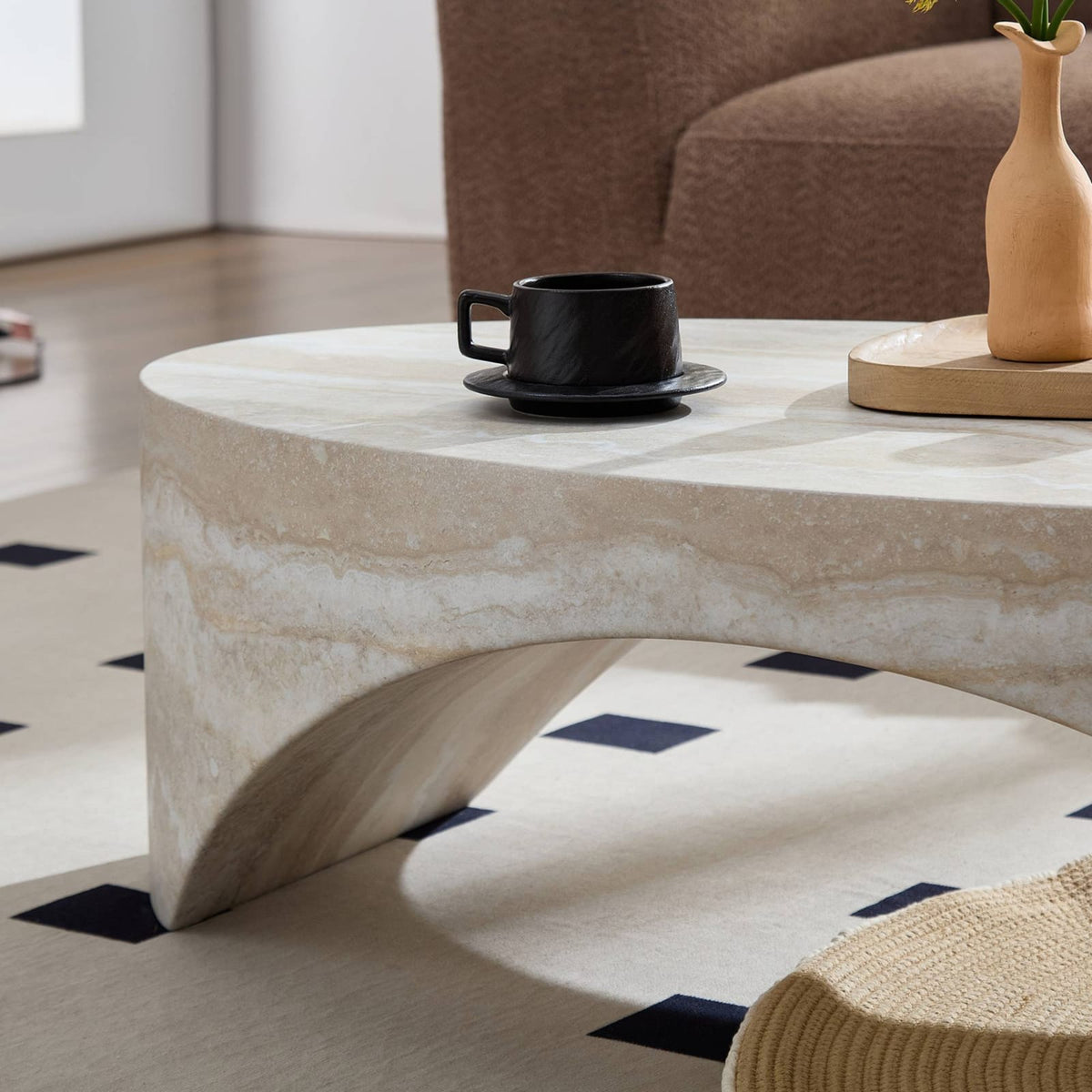 White Oval Fiberglass Gaming Desk - 43.31" Coffee Table for Living Room