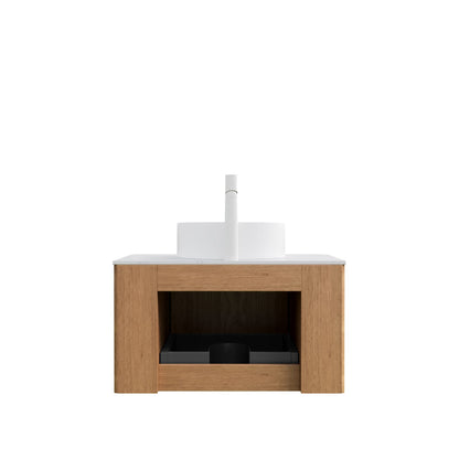 DINA 24" Bathroom Vanity & Sink - Natural Wood, White