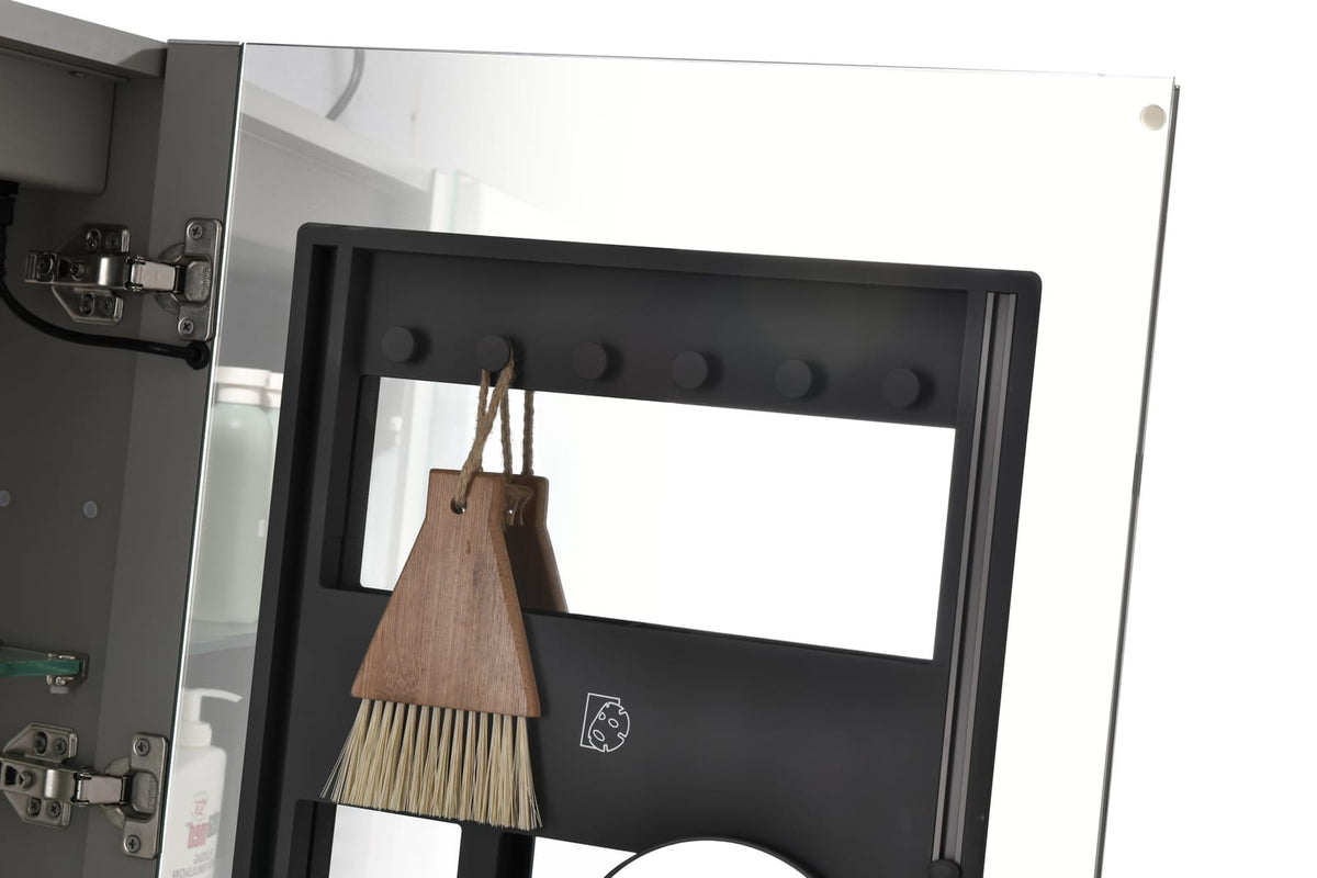 Metallic Grey LED Medicine Cabinet with Mirror for Bathroom Storage