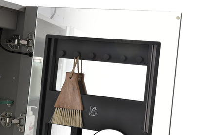 Metallic Grey LED Medicine Cabinet with Mirror for Bathroom Storage