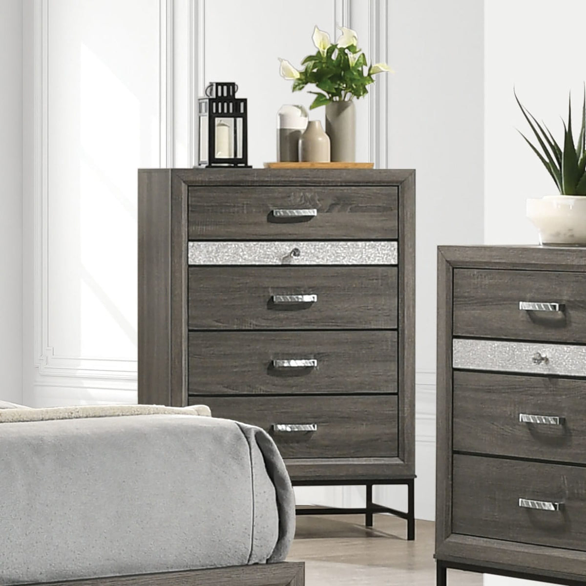Contemporary Gray 4-Drawer Chest - Bedroom Storage