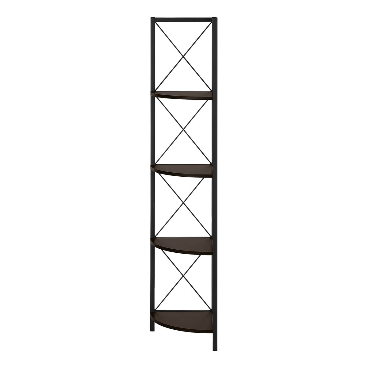 Espresso Metal 4 Tier Corner Bookshelf - 59" High for Living Room