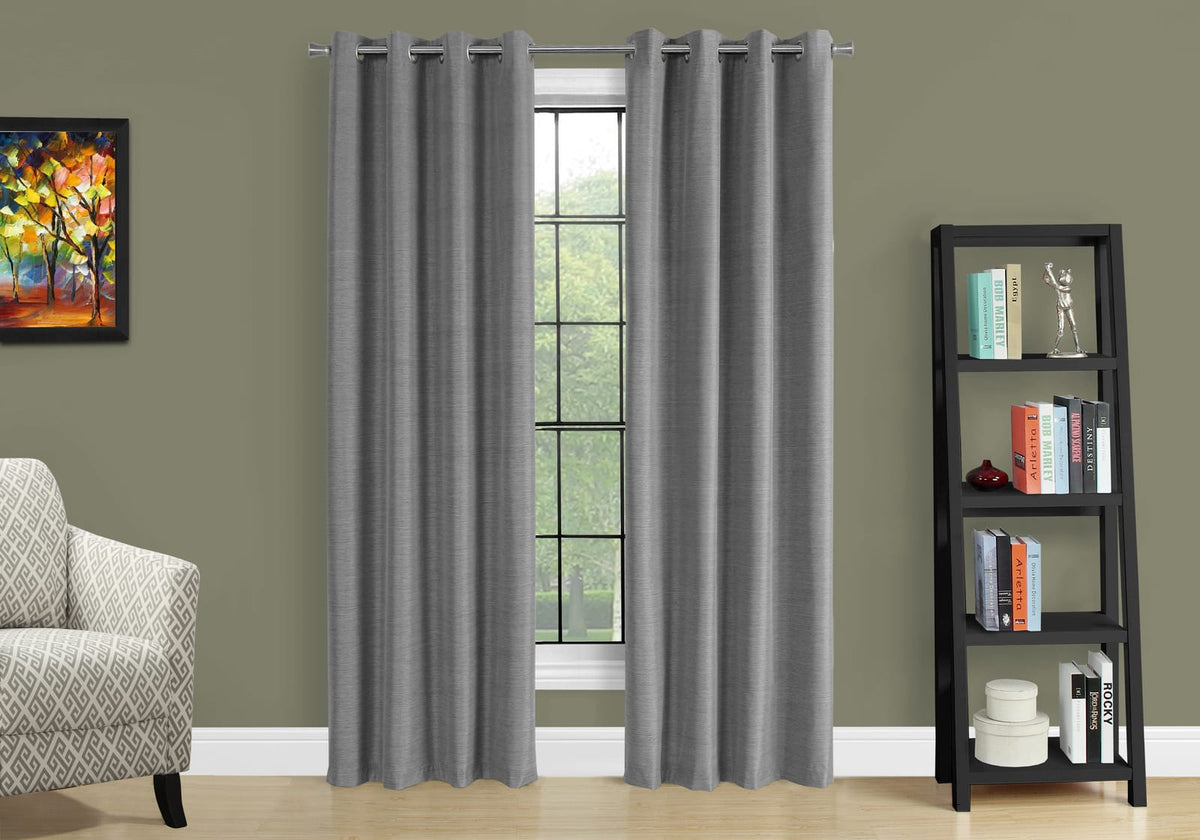 Grey Polyester Blackout Curtains 2 Panels 52" x 95" Grommet Top