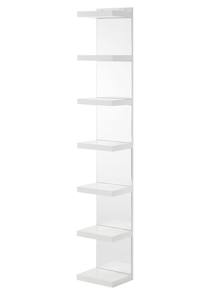 Glam White Open Shelving Rack - 7 Shelf Media Unit