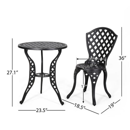 Black Aluminium Bistro Set - 2-Seat Patio Furniture