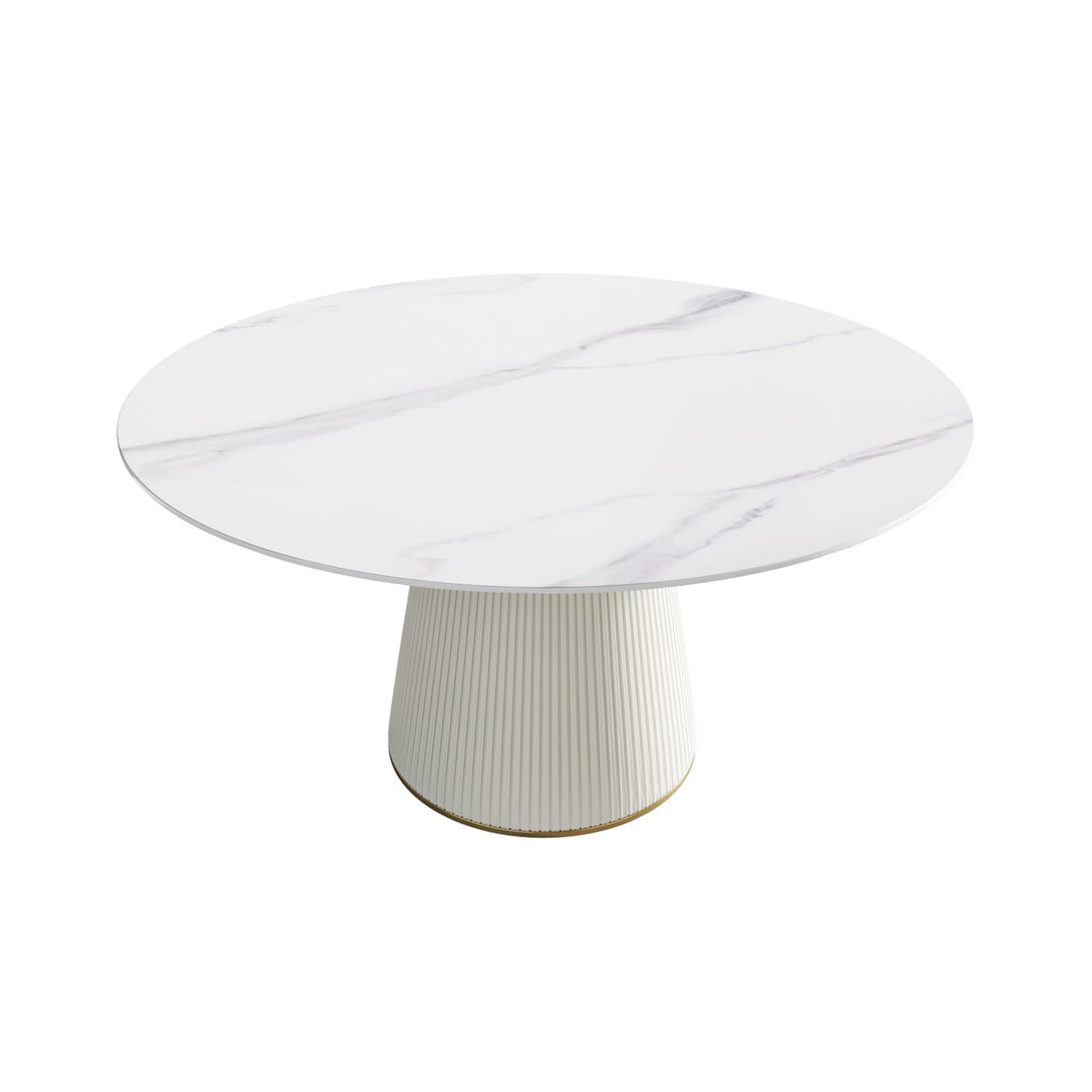 Round White Sintered Stone Dining Table for 8 People