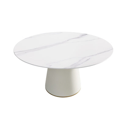 Round White Sintered Stone Dining Table for 8 People