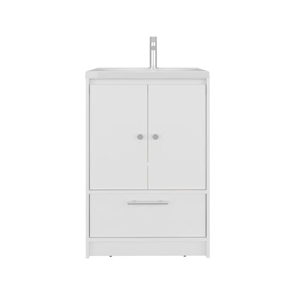 White Bathroom Vanity with Storage - 60" Wide