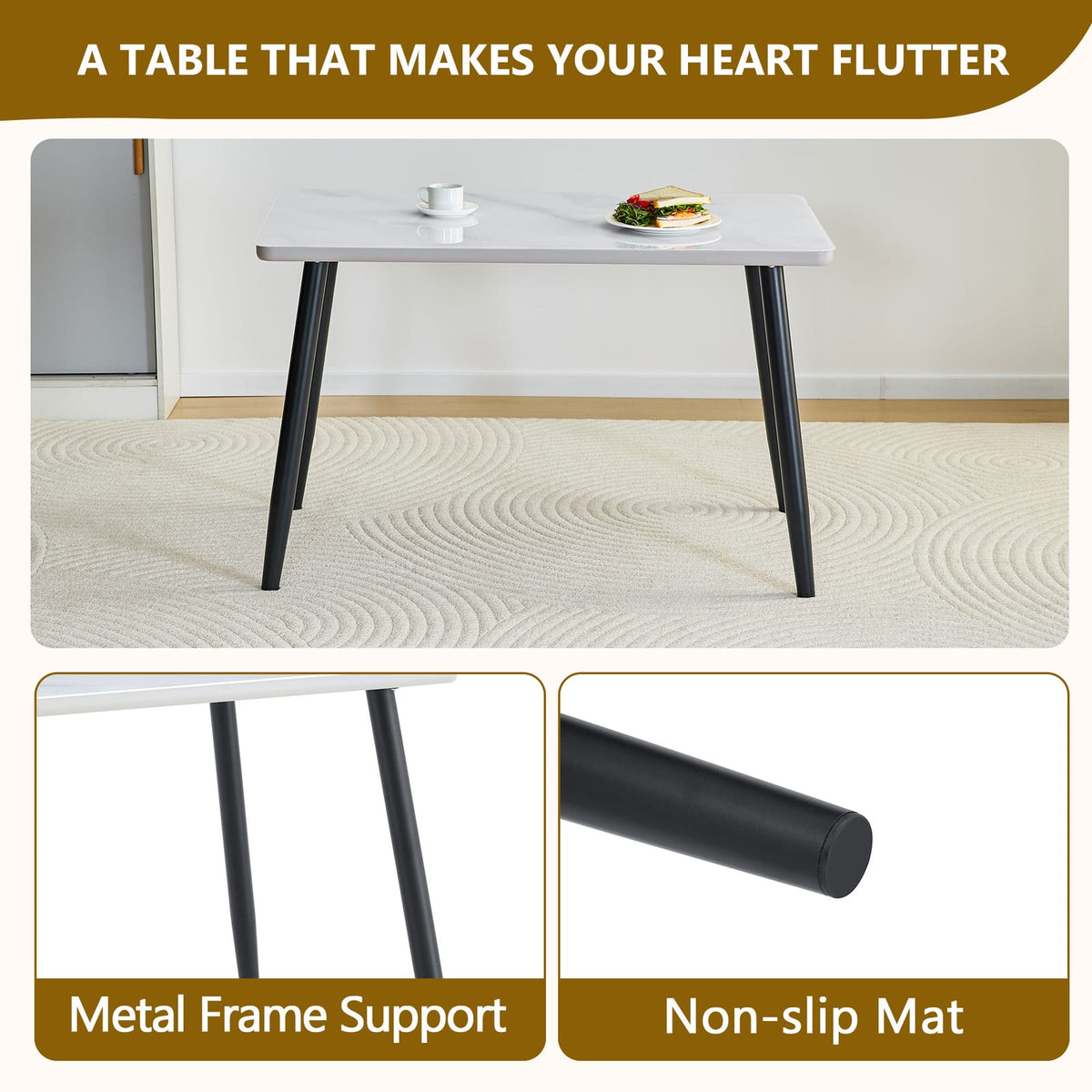 White Black Dining Table 4-6 People Round Tempered Glass Top