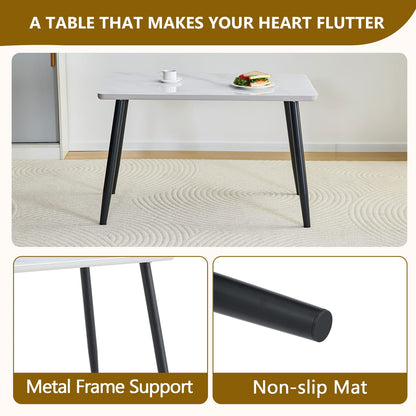 White Black Dining Table 4-6 People Round Tempered Glass Top