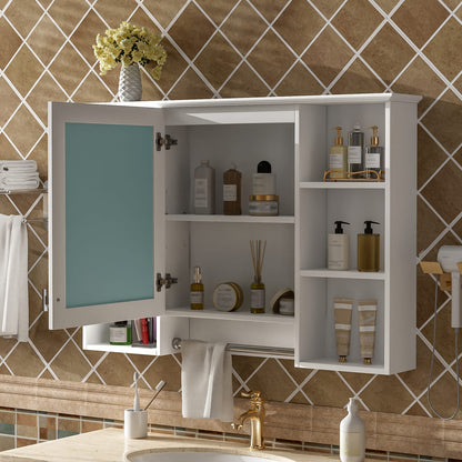 3-in-1 White Bathroom Mirror Cabinet - Wall Mounted Storage