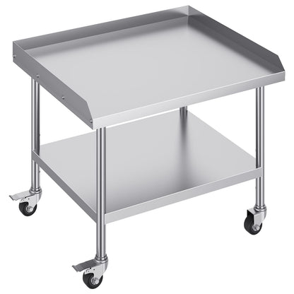 30 x 36 Stainless Steel Work Table - 3 Shelves, Wheels, Silver for Living Room