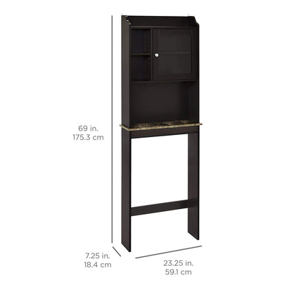 Espresso MDF Over Toilet Storage Cabinet - Bathroom Organizer