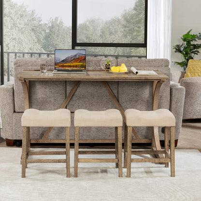 Brown Rectangular Bar Table Set with 4 Chairs