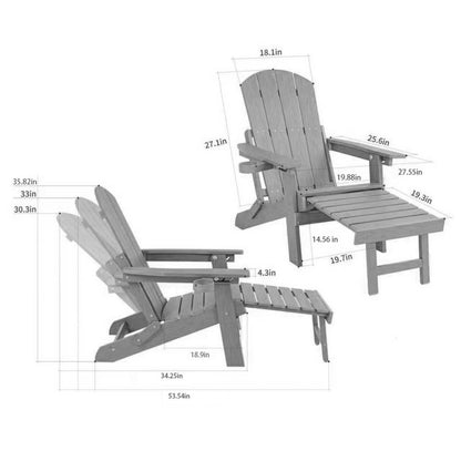 Dark Blue HIPS Outdoor Lounge Chair with Ottoman for Patio Seating