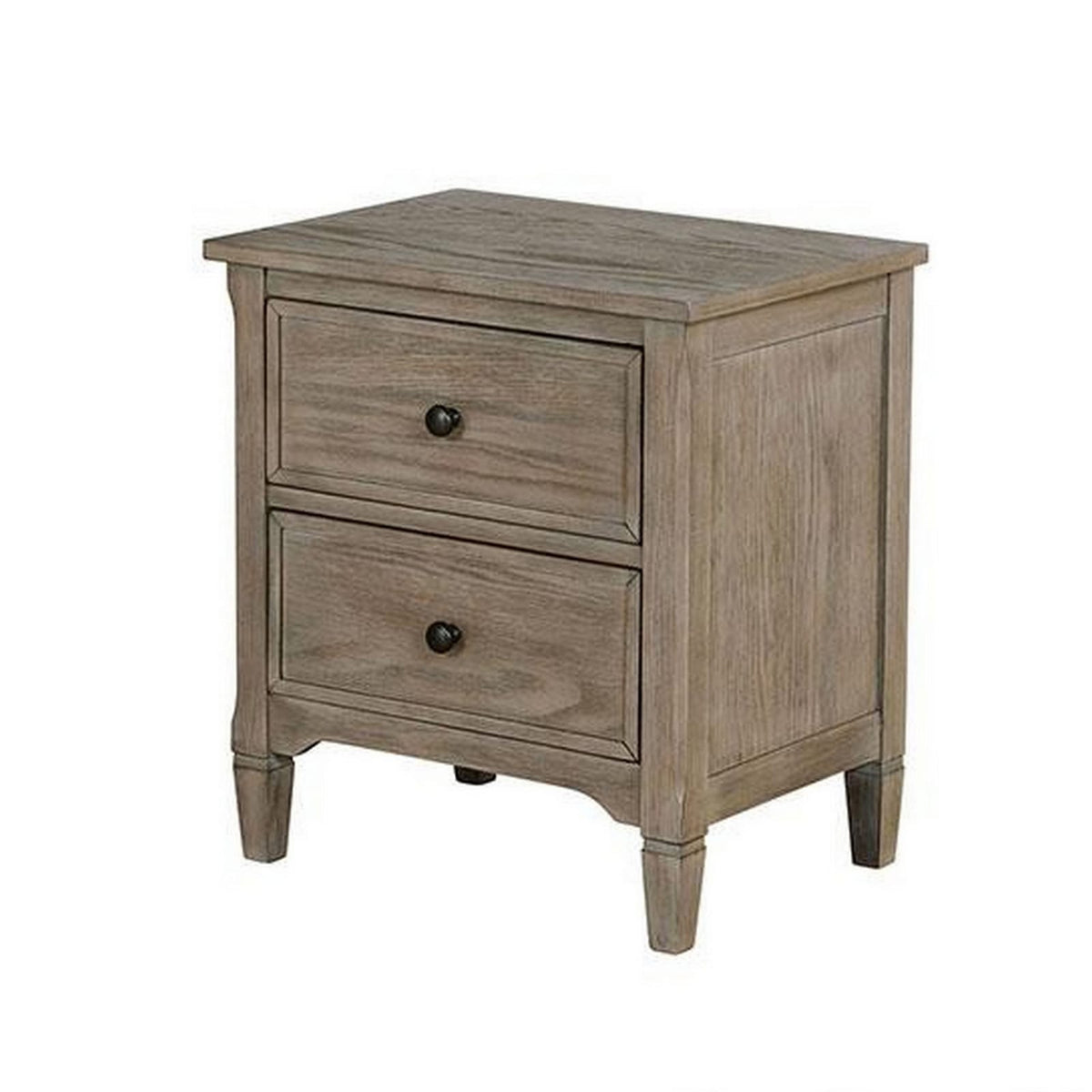 2 Drawer Wooden Nightstand - Gray Solid Wood