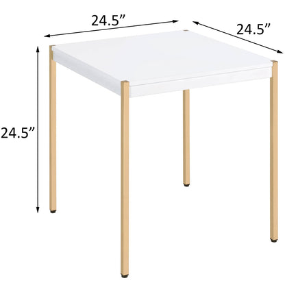 White Gold Square End Table - Modern Living Room Table