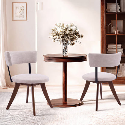 Beige Walnut Dining Chairs Set of 2 - Modern Upholstered Chairs