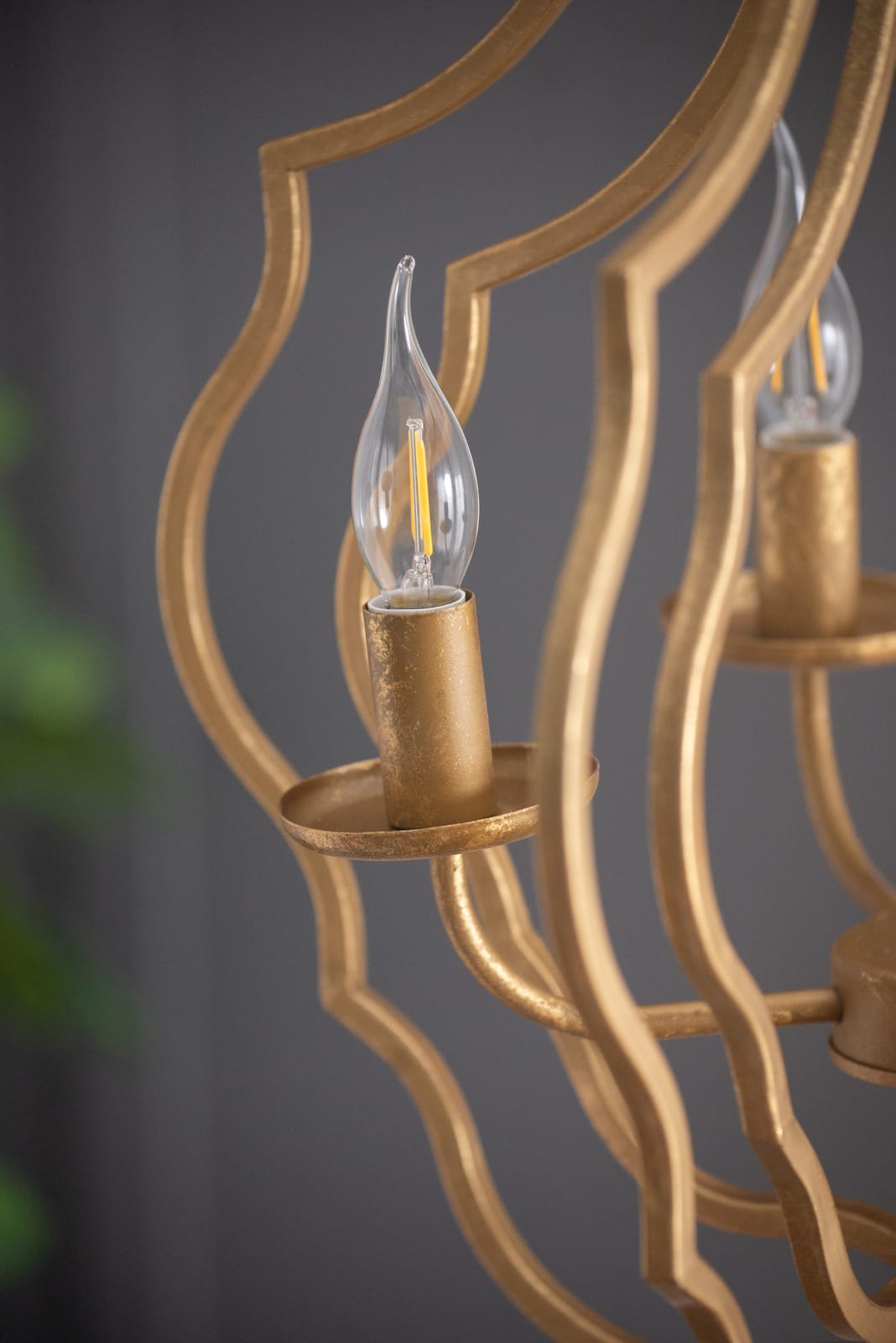 Gold Iron Chandelier - 4 Light Hanging Fixture for Dining Room