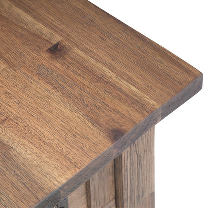 Light Brown Acacia Wood Side Table - 24" D x 14" W for Living Room