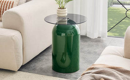 Round Glass Coffee Table - Green Tempered Top