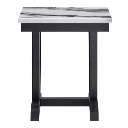 Black and White Square End Table - 22" x 22" for Living Room