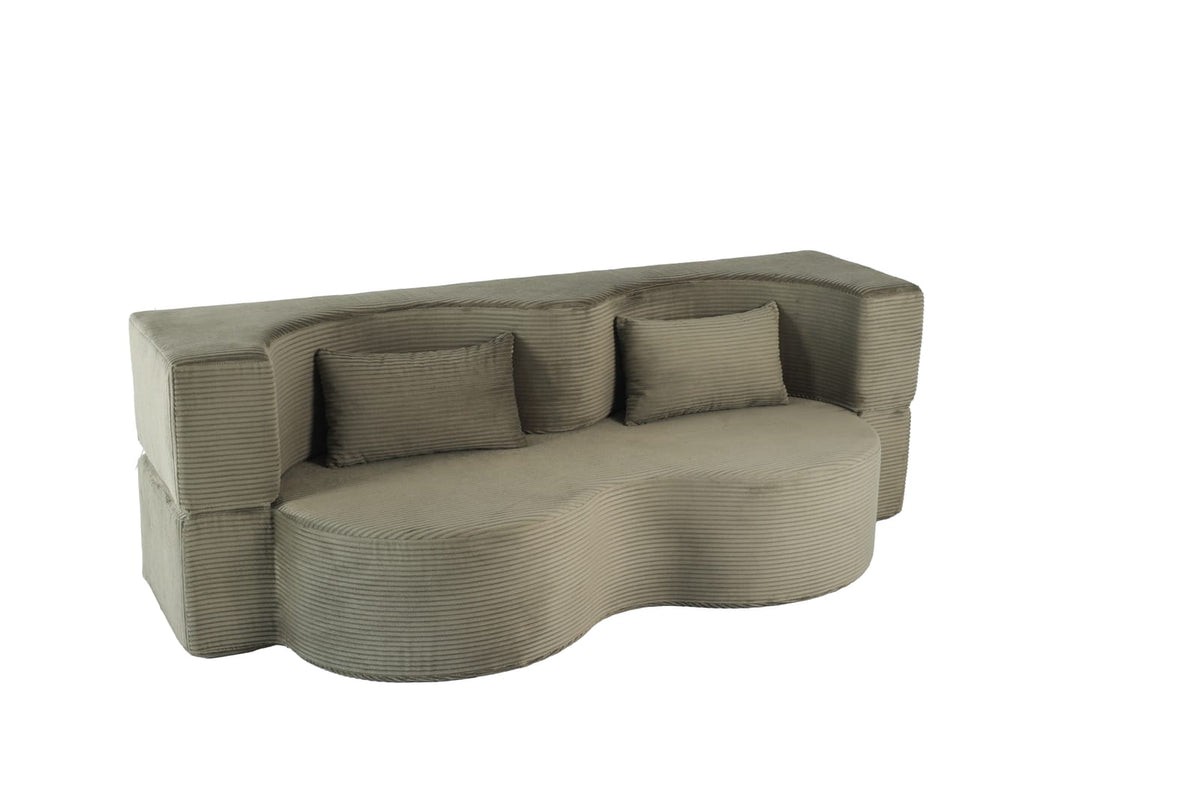 75 Inch Green Microfiber Sofa Bed - Converts to Bed for Living Room