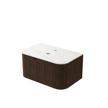 DINA 30" Wall Mounted Bathroom Vanity - Dark Walnut