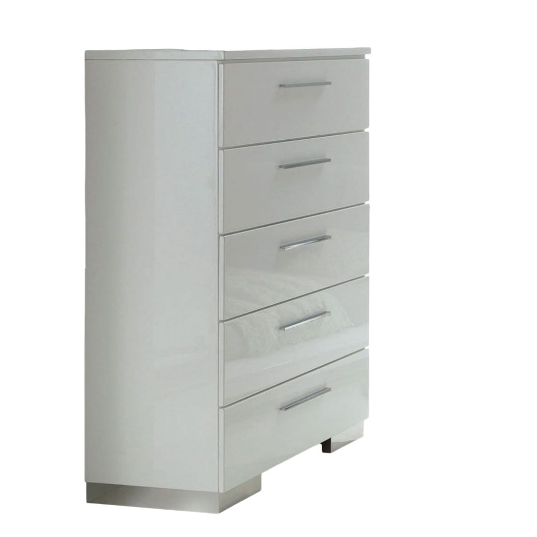 White Solid Wood Chest with Felt-Lined Drawers for Bedroom Storage