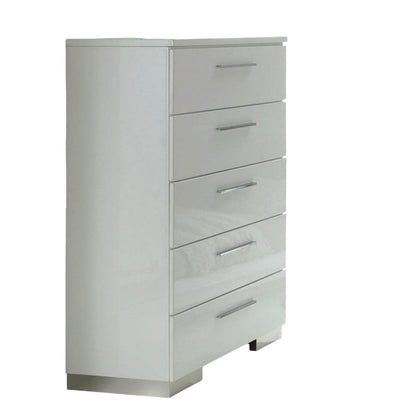 White Solid Wood Chest with Felt-Lined Drawers for Bedroom Storage