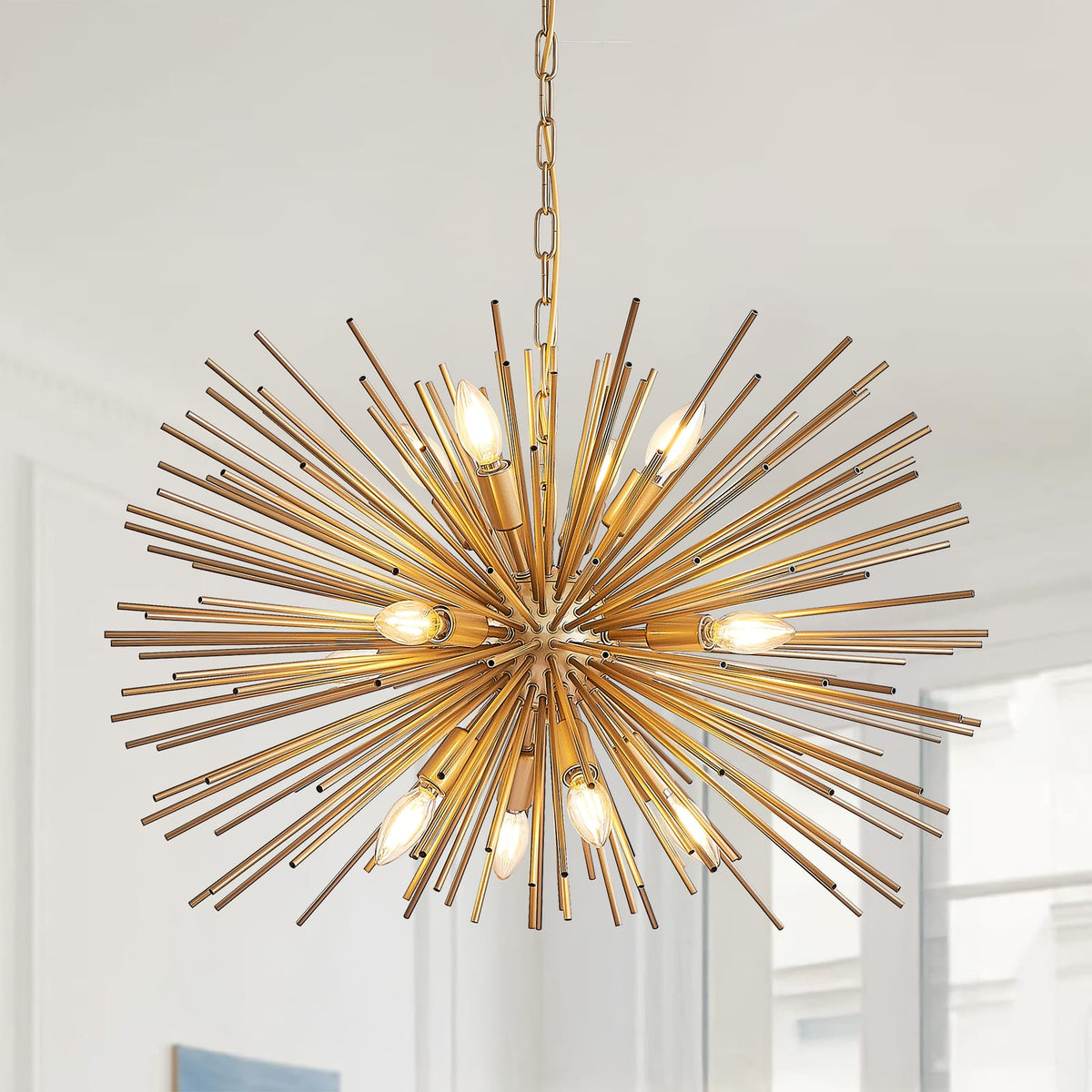 Gold Starburst Chandelier - 12 Lights Living Room Lighting