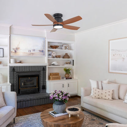 42 Inch Black Ceiling Fan with LED Light