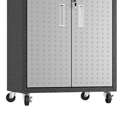 31.5" Dark Grey Metal Rolling Garage Cabinet - 2 Door Storage