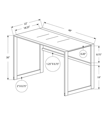 Silver Tempered Glass Desk - 48" Laptop Workstation