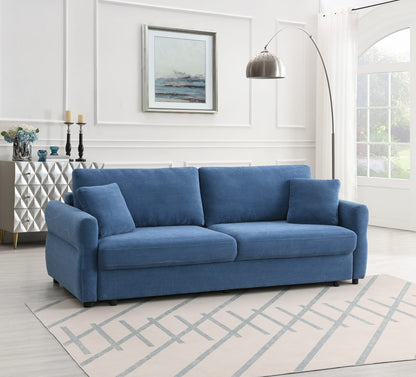 Blue Fabric Pull-out Sleeper Sofa with Storage for Living Room