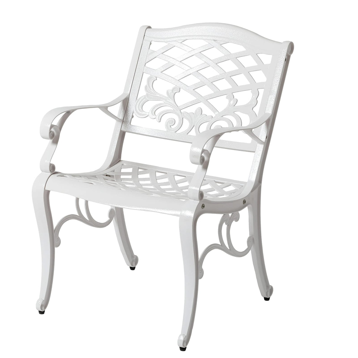 White Aluminium Outdoor Dining Set with Floral Lattice Design