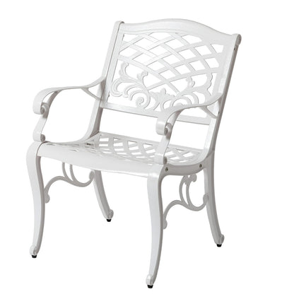 White Aluminium Outdoor Dining Set with Floral Lattice Design