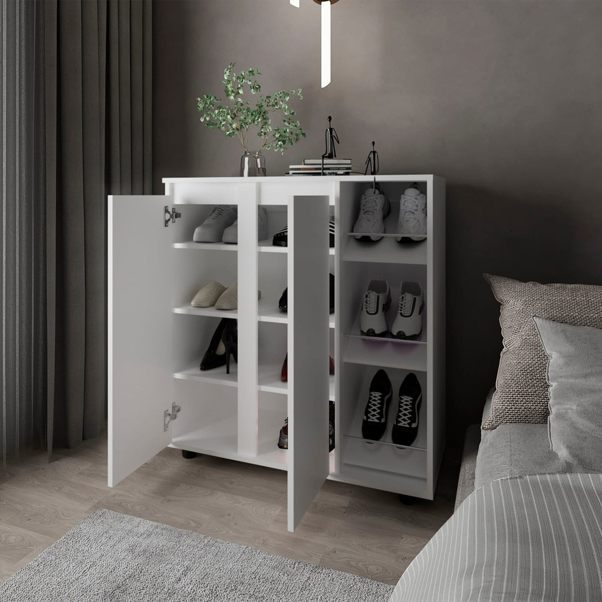 White 3-Tier Shoe Rack - Compact Storage Cabinet for Living Room